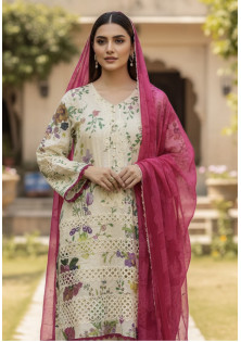 White and Pink Lawn Suit
