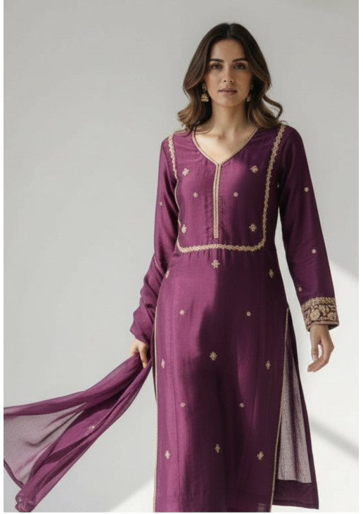 Plum Formal Silk Suit