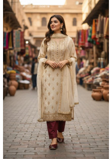 Burgundy Leather Khussa