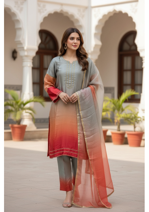 Multicolored Silk Suit