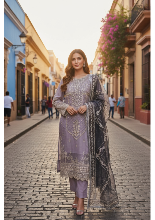 Lavender Organza Suit