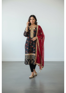 Black and Red Printed Suit