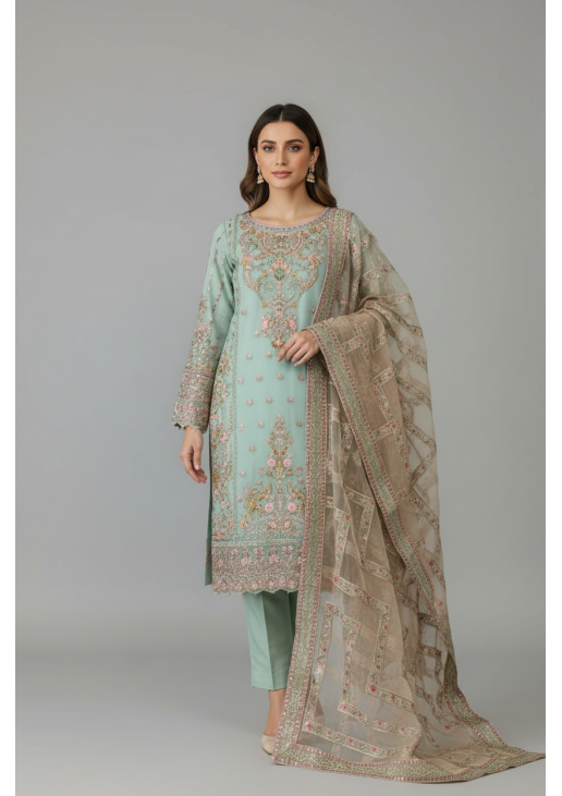 Green Embroidered Suit
