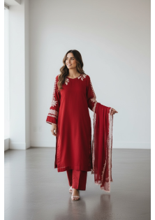 Burgundy Embroidered Suit