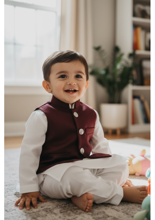 Burgundy Kids Waistcoat 