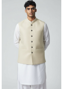 Men Off-White Waistcoat 
