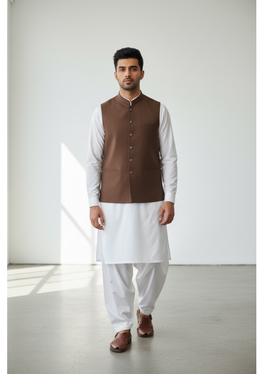 Men Dark-Brown Waistcoat 