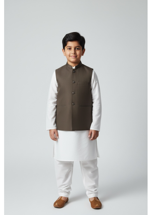 Kids Waistcoat Brown