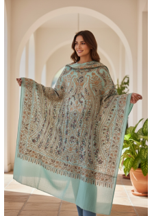 Teal Embroidered Stole