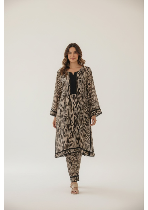 Linen Black and White Suit