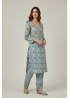 Soft Blue Silk Suit
