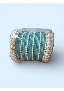Turquoise & Pearl Embellished Bangles/Churiyan