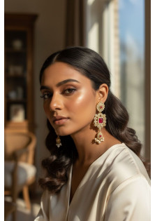 Long Earrings Dark Pink