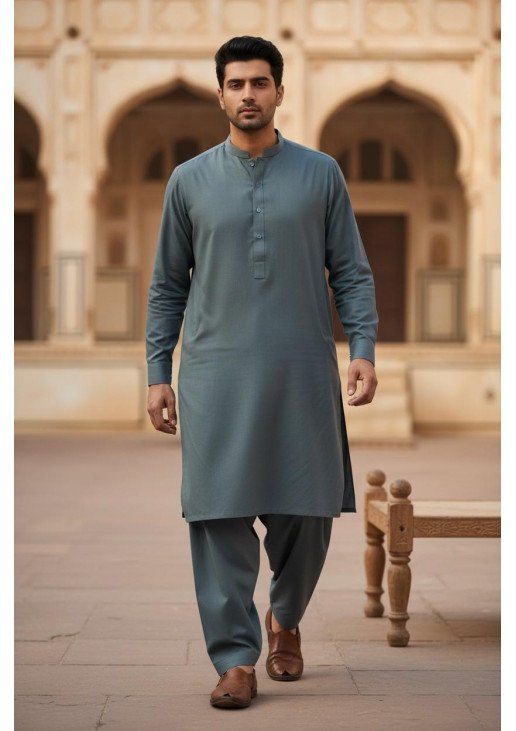 Greyish Blue Shalwar Kameez Men