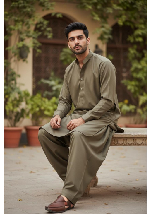 Brown Shalwar Kameez Men