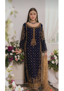 3 Piece Unstitched Embroidered Raw Silk Suit